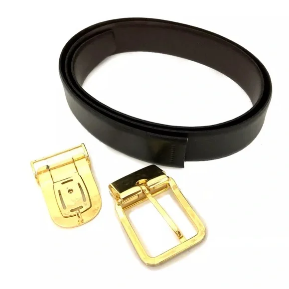 Christian Dior Black Leather 90cm Mens Belt w/Replacement buckle